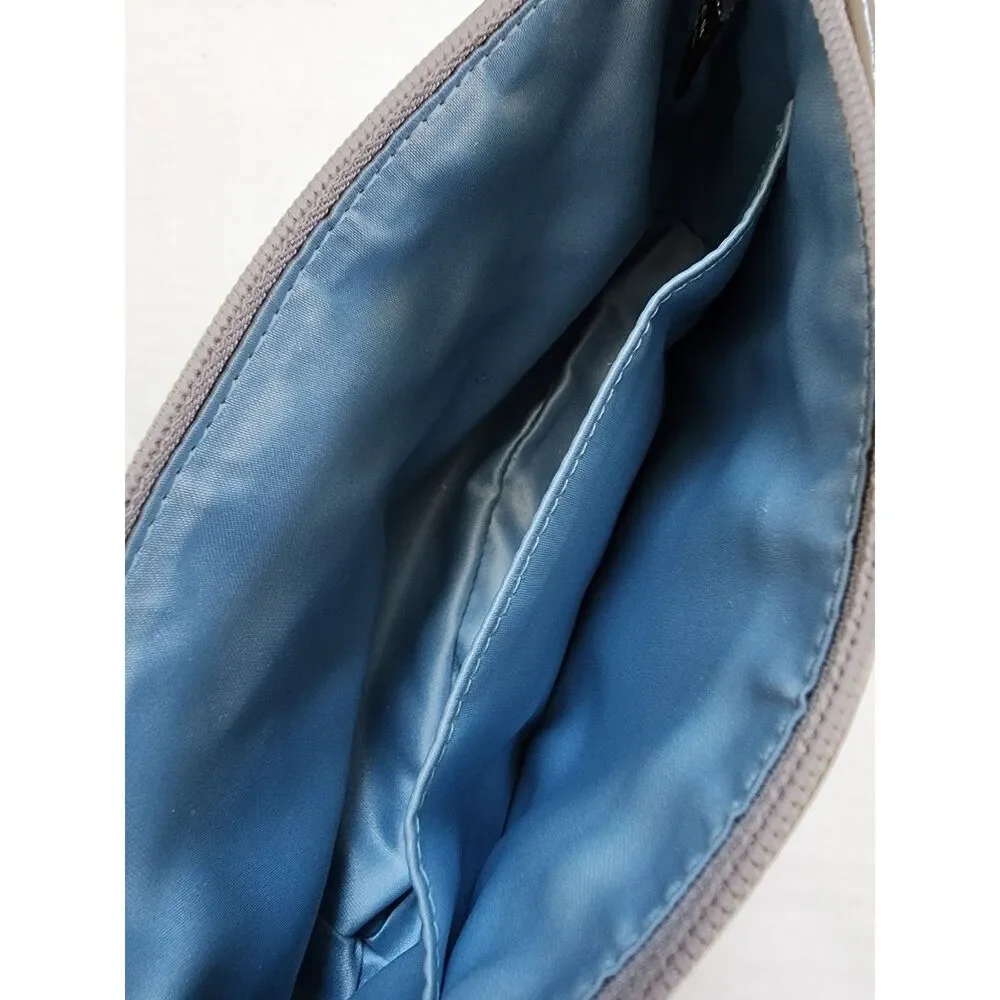 Authentic COACH Champagne Sateen Pleated Wristlet with Leather Trim